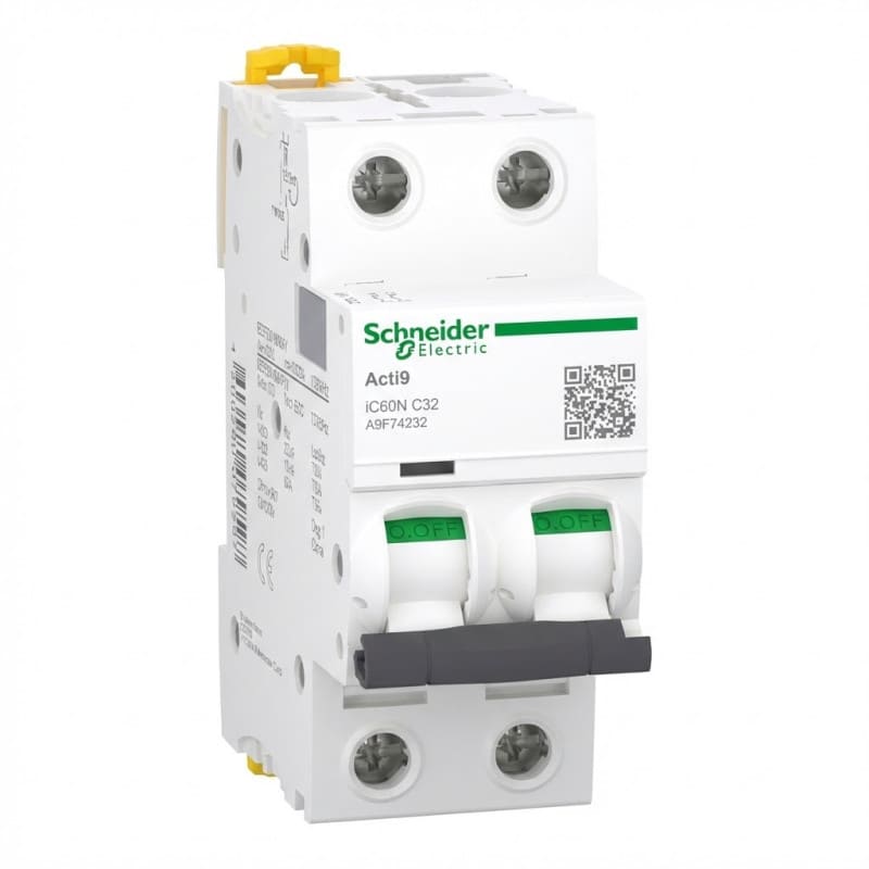 Disjoncteur miniature Acti9 iC60N 2P 32 A courbe C, 6000 A, 10 kA