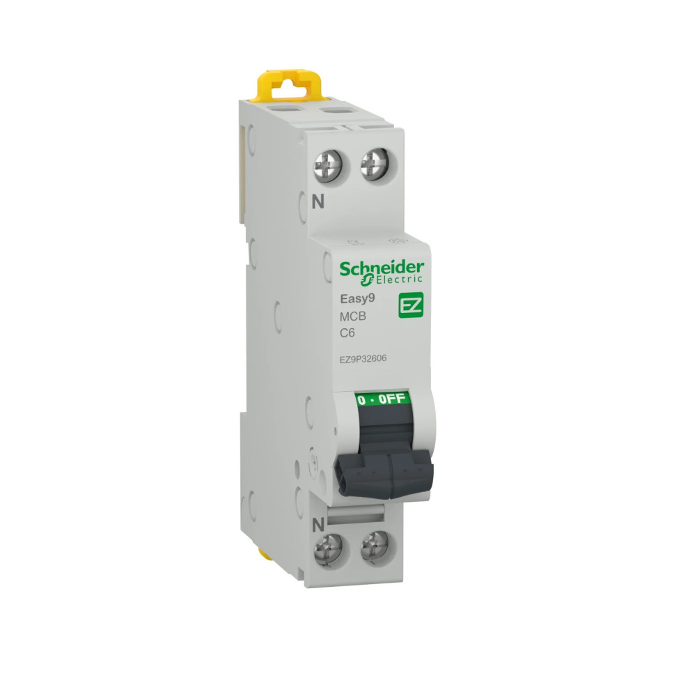 Disjoncteur miniature (MCB), Easy9, 1P+N, 6 A, courbe C, 4 500 A
