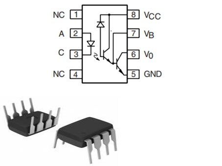 Optocoupleur 6N139 – Sortie Darlington, 1 voie, DIP, 8 Broche(s), 25 mA, 5.3 kV, 400 %