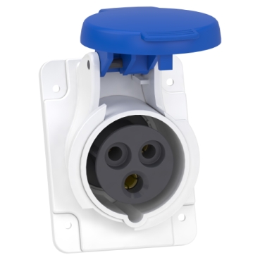 socle de prise industrielle coudée 16 A - 2P+T - 200-250 V CA - IP44 - PratiKa